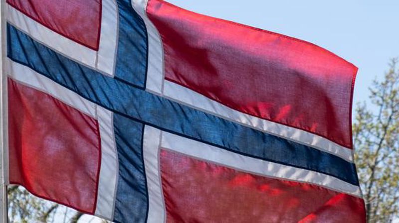 Norsk flagg i solskin