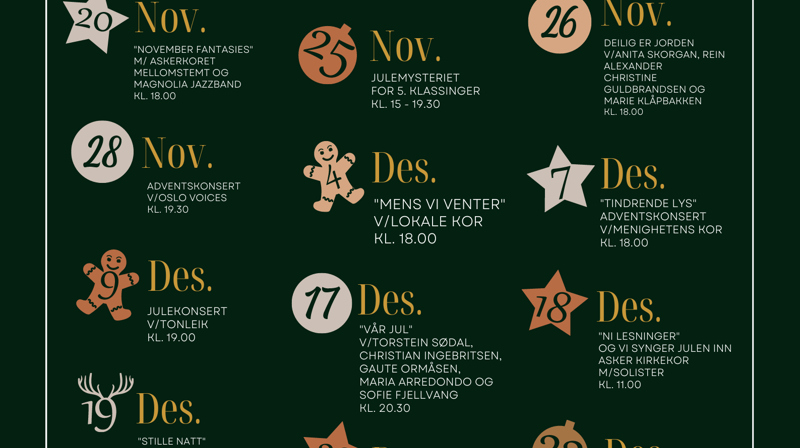 Konserter i Asker kirke advent og jul