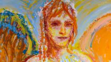 Detalj av Henrik Sørensens maleri over korbuen i Holmsbu kirke. Foto: Pål A. Berg