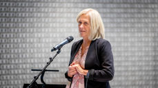 Administrerende direktør i KA – Arbeidsgiverorganisasjonen for kirkelige virksomheter, Marit Halvorsen Hougsnæs, innledet rundt tema kirkelig organisering. Foto: Bo Mathisen / Asker kirkelige fellesråd