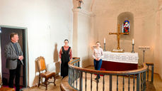 Snart kan de ta imot enda flere! Sokneprest Ragnar Elverhøi (f.v.), kirketjener Evelyn Iversen og kantor Tatiana Kapustina fra åpen kirke i Hurum middelalderkirke. Foto: Jørgen Svartvasmo