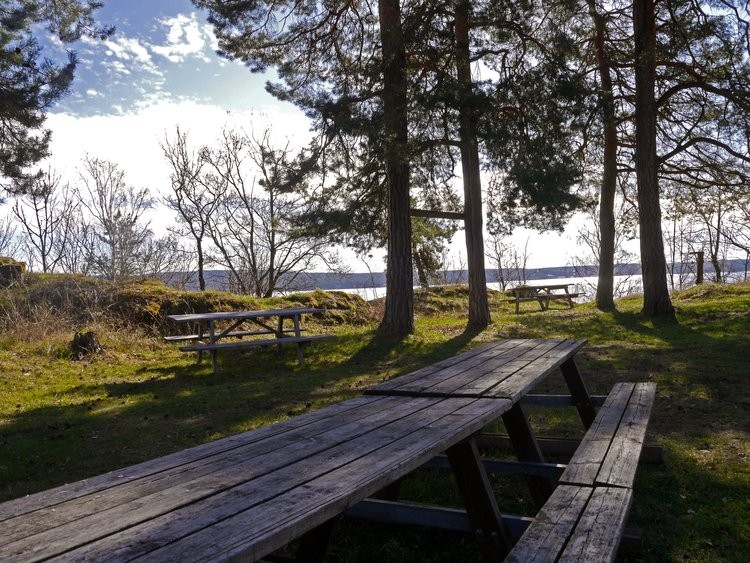 Uteområde med benk. Foto: Strandheim
