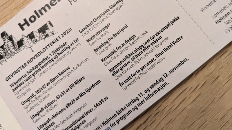 Loddbok med gevinstoversikt