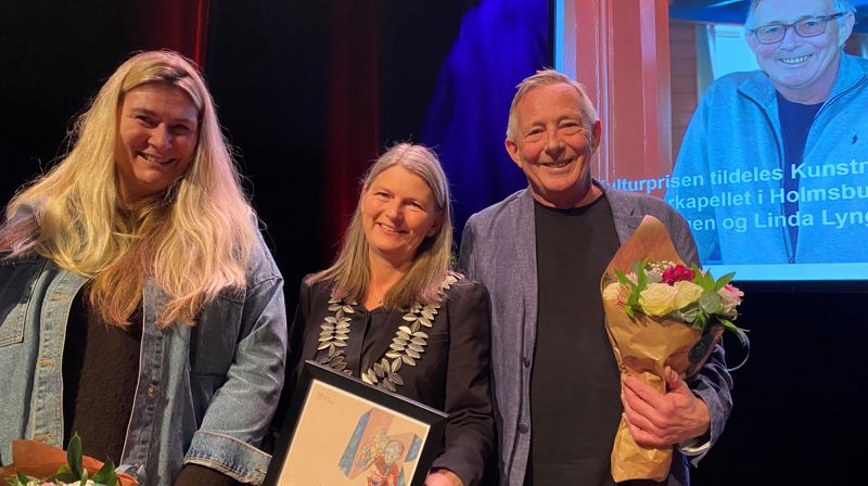 Linda Lyngstad Marthinsen og Frank Tangen mottok kulturprisen 2024. Foto: Asker kirkelige fellesråd