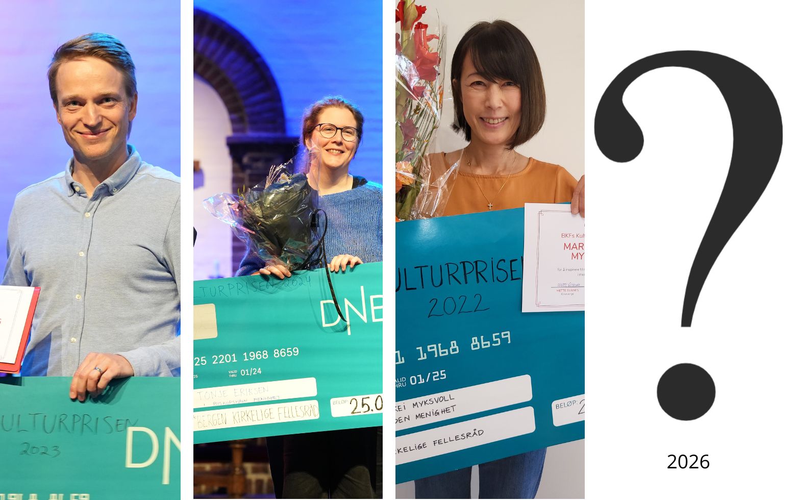 Tidligere vinnere av kulturprisen er Kjetil Almenning med Bergen kirkeautunnale, Tonje Eriksen og Mariko Takei. Hvem vinner den gjeve prisen i 2026, mon tro?