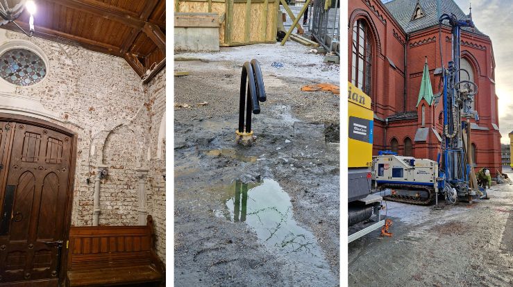These pictures shows some of the work being done in february 2025. We are currently drilling for waterborne heating.