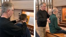 Lærer i Alexander-teknikk Stephen Parker, instruerer to av kantorene på fagsamlingen.