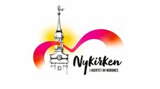 Nykirken i hjertet av Nordnes. Logo med tegning av tårnet til Nykirken og hjerteformet bølge.