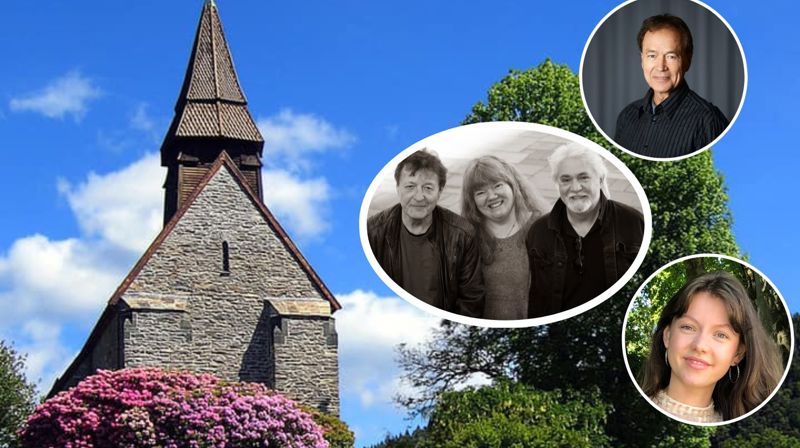 Velkommen på sommerkonserter i Fana kirke gjennom sommeren 2023! Der kan du blant annet høre musikerene Aage Kvalbein, Ingrid Reinan, samt Dag Arnesen, Bodil Eldhuset og Sigurd Ulveseth (bildet med tre personer).