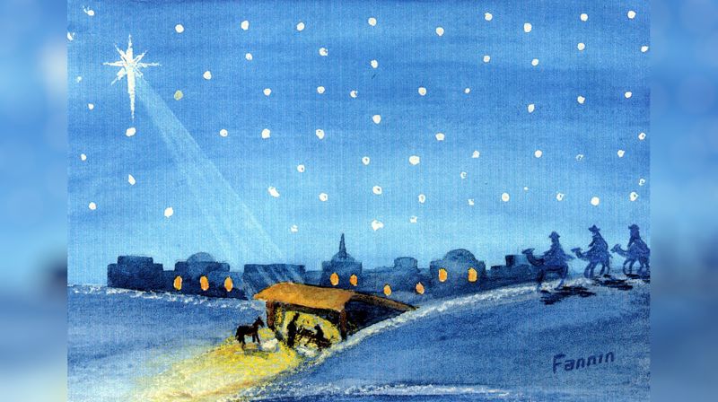 Julenatt, akvarell av Loyd Fannin (©)