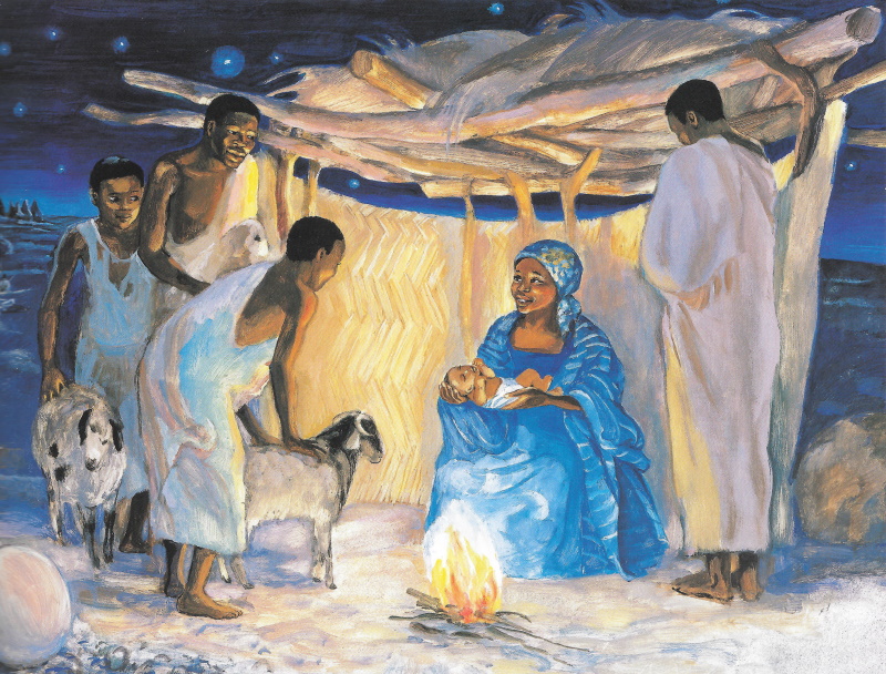 Maleri av Bénédite de la Roncière, fra boken L'Évangile en pays mafa