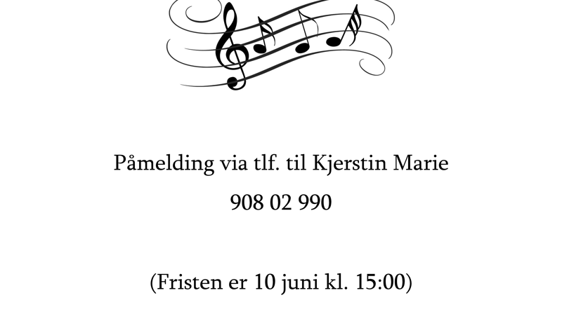 Velkommen til sangstund/musikkandakt torsdag 11. juni kl. 12:00