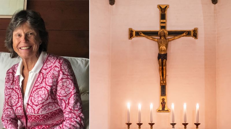 Astrid Mohn (Foto: privat) / Krusifikset i Storetveit kirke er en kopi av det i som henger i Nidaros-domen. (Foto: Åse Solvi)