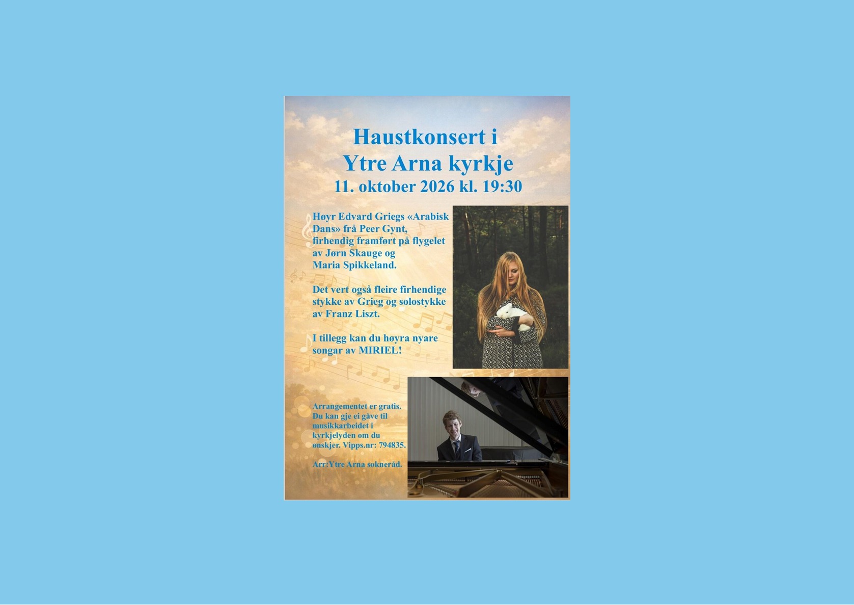 Haustkonsert med Maria Spikkeland og Jørn Skauge.