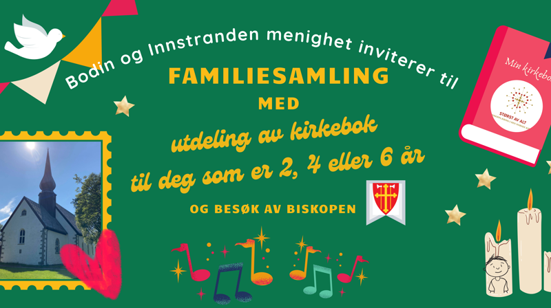 Velkommen til familiesamling i Bodin kirke lørdag 20.november kl 11-13