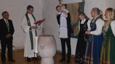 Tobias Wirkola Hansen ble døpt i Bodin kirke 11.09.16