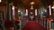 Saltstraumen kirke sett innenfra.