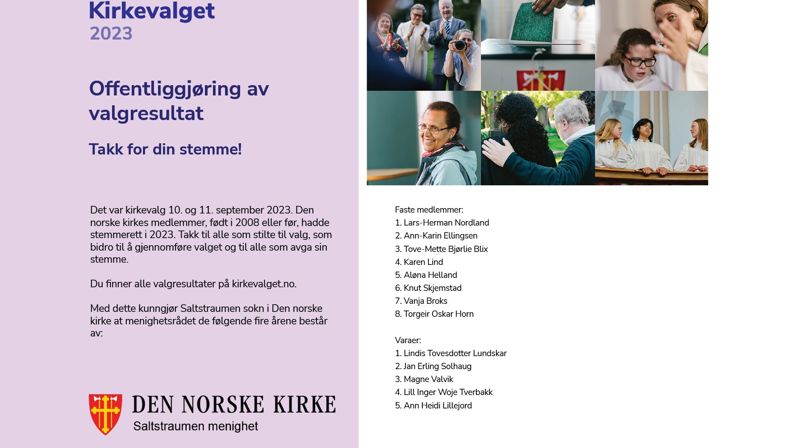 Valgresultat nytt menighetsråd