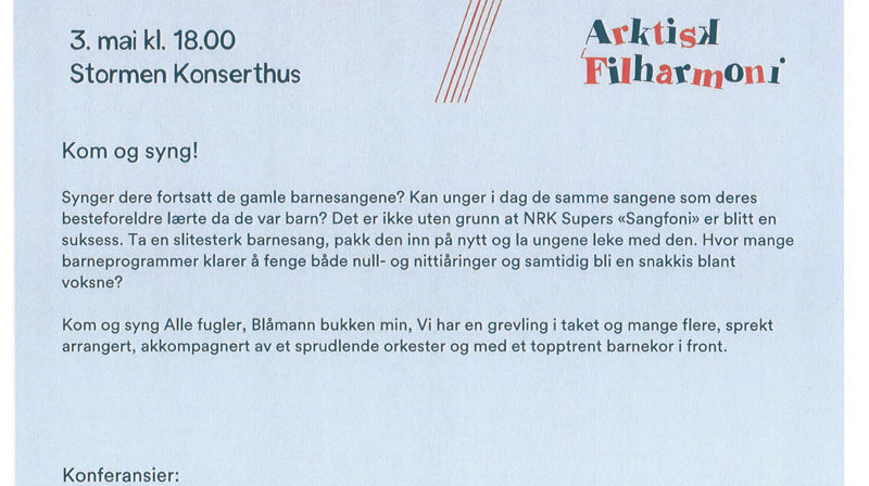 Sangskatten - allsangkonsert i Stormen 3. mai kl. 18.00