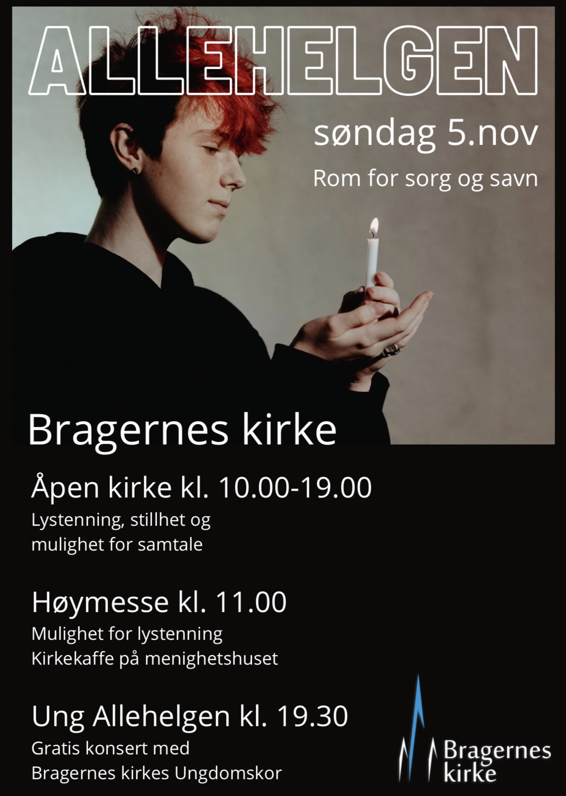 Plakat for Allehelgensdag i Bragernes kirke