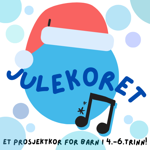 Logo til "julekoret". Sirkel med navnet og musikknote.