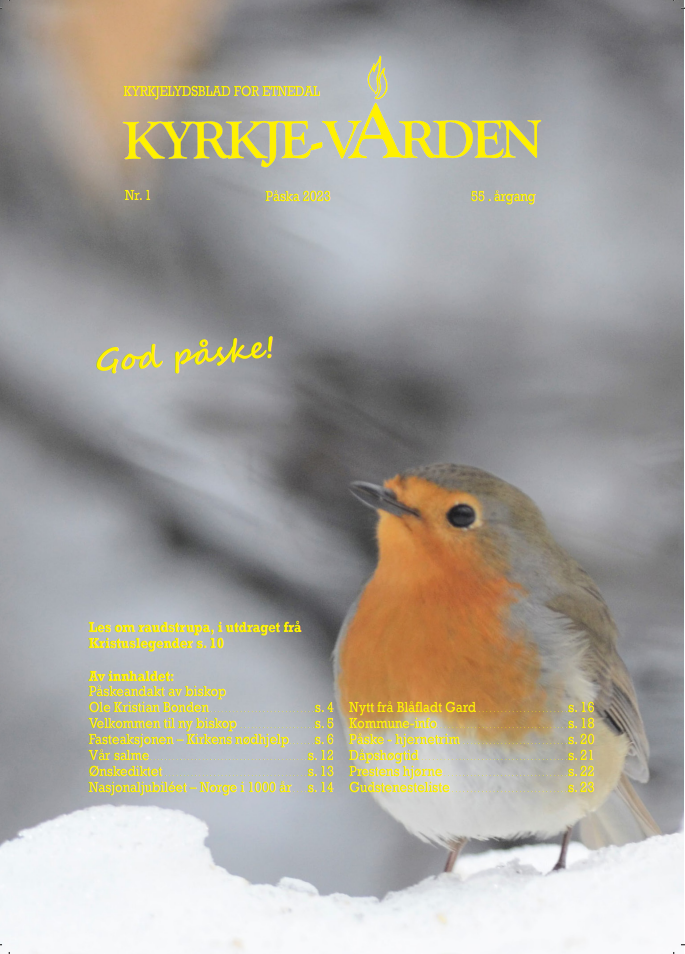 Framsida av Kyrkje-Varden har bilete av Raudstrupa