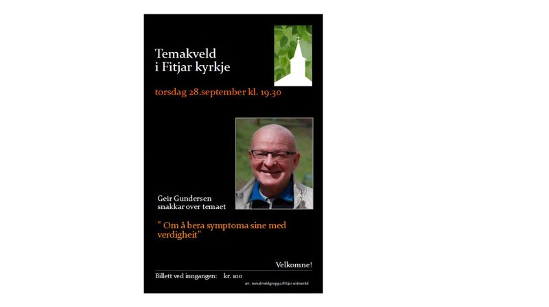 Temakveld med Geir Gundersen torsdag kl. 19.30