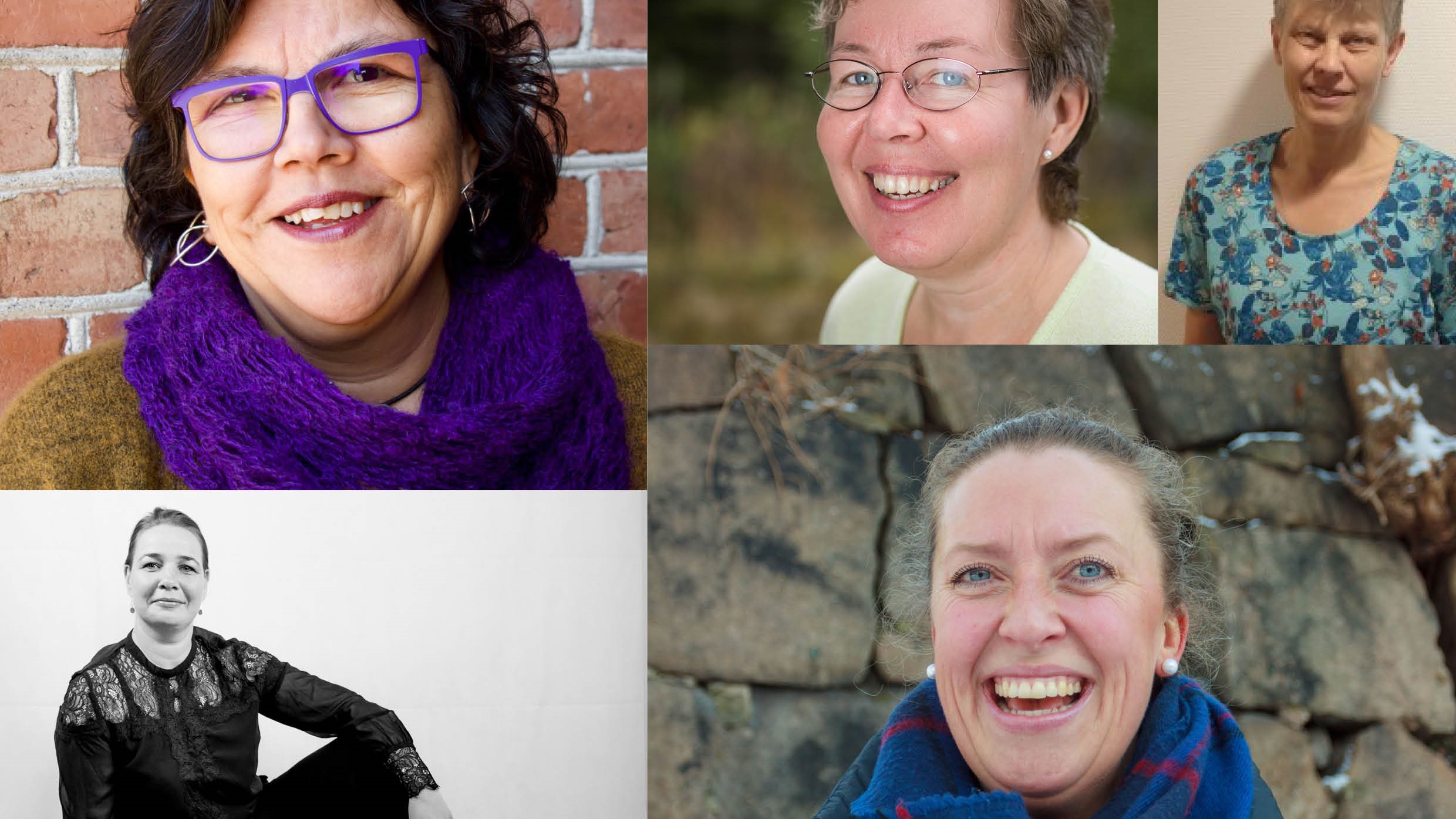 Kirkens diakoner i Fredrikstad. Med klokken øverst fra venstre: Ann Christin A. Nicolaysen, Gunn Vik, Ingunn Liseter, Anne Marthe Olaussen og Ragnhild Nødtveidt.