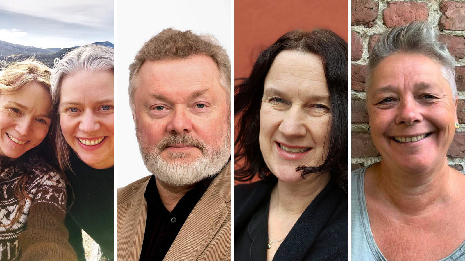 Kveldens deltakere f. v.: Renate Elida Haug og Ylva Karin Linnestad (moderne hekser), Arne Bugge Amundsen (kulturhistoriker), Kristin Winlund (prest) og Desirée Ulvestad-Grandahl (artist).