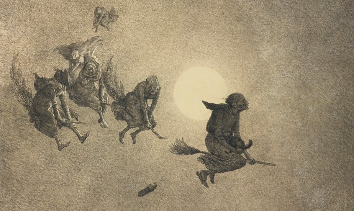 The Witches Ride - en illustrasjon av William Holbrook Beard fra 1870. Bilde: Wikimedia Commons