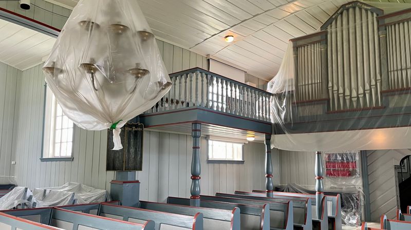 Kirken er klargjort for innvendige arbeider.