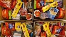 Litt av maten som ble delt ut før jul. (Foto: Lene B. Rødningsby).