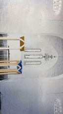 Illustrasjon av den planlagte døpefonten og lesepulten i kirkerommet (bilde: Kirken i Gran 2023).