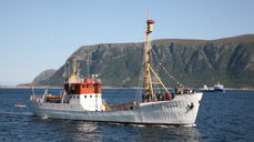 Ishavsskuta Polarstar, her kjem ho heim nyrestaurert frå Polen. Foto: Ishavsmuseet