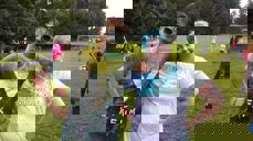 Ivrige deltakere på globalløp søndag.