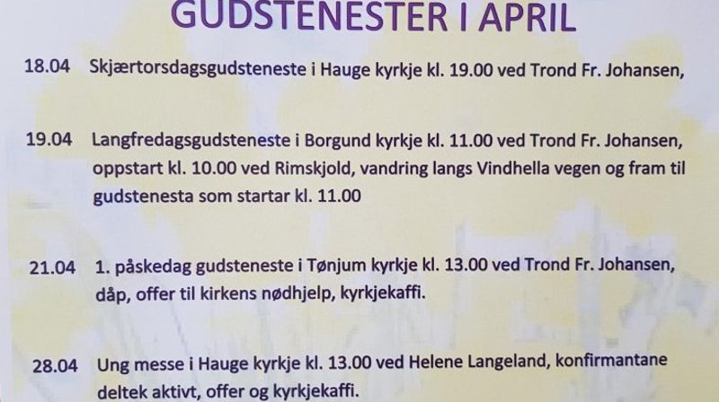 Gudstenester i April