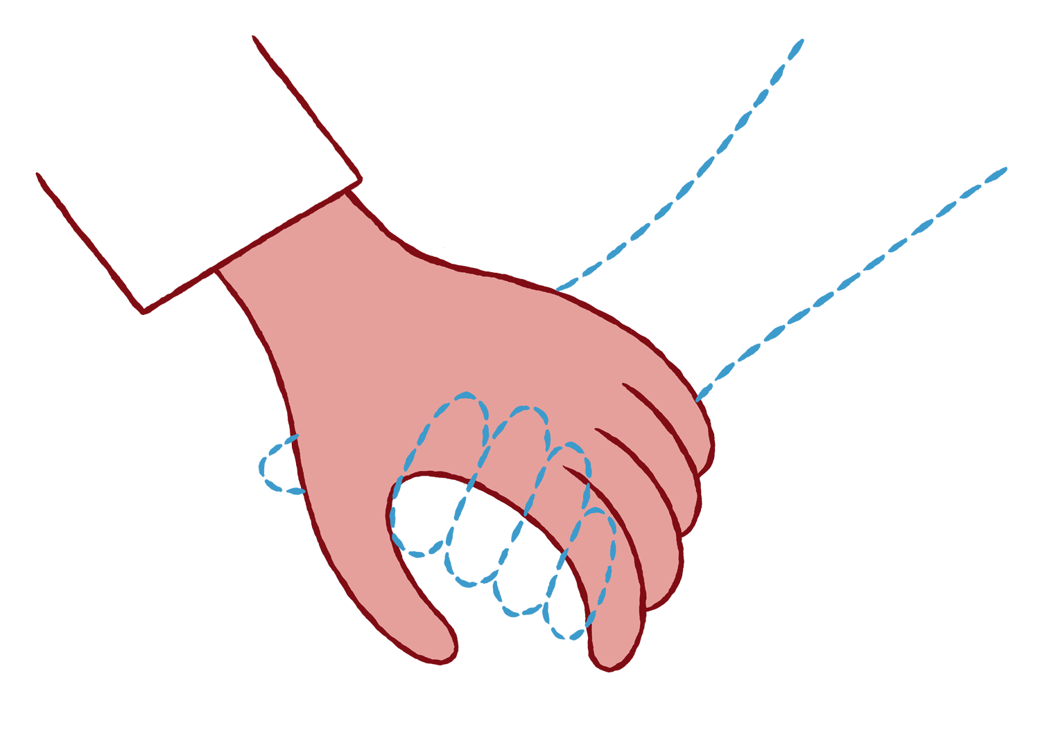 Illustrasjon av Stina Löfgren. Hender hånd i hånd, der den ene hånden har blitt nesten usynlig.