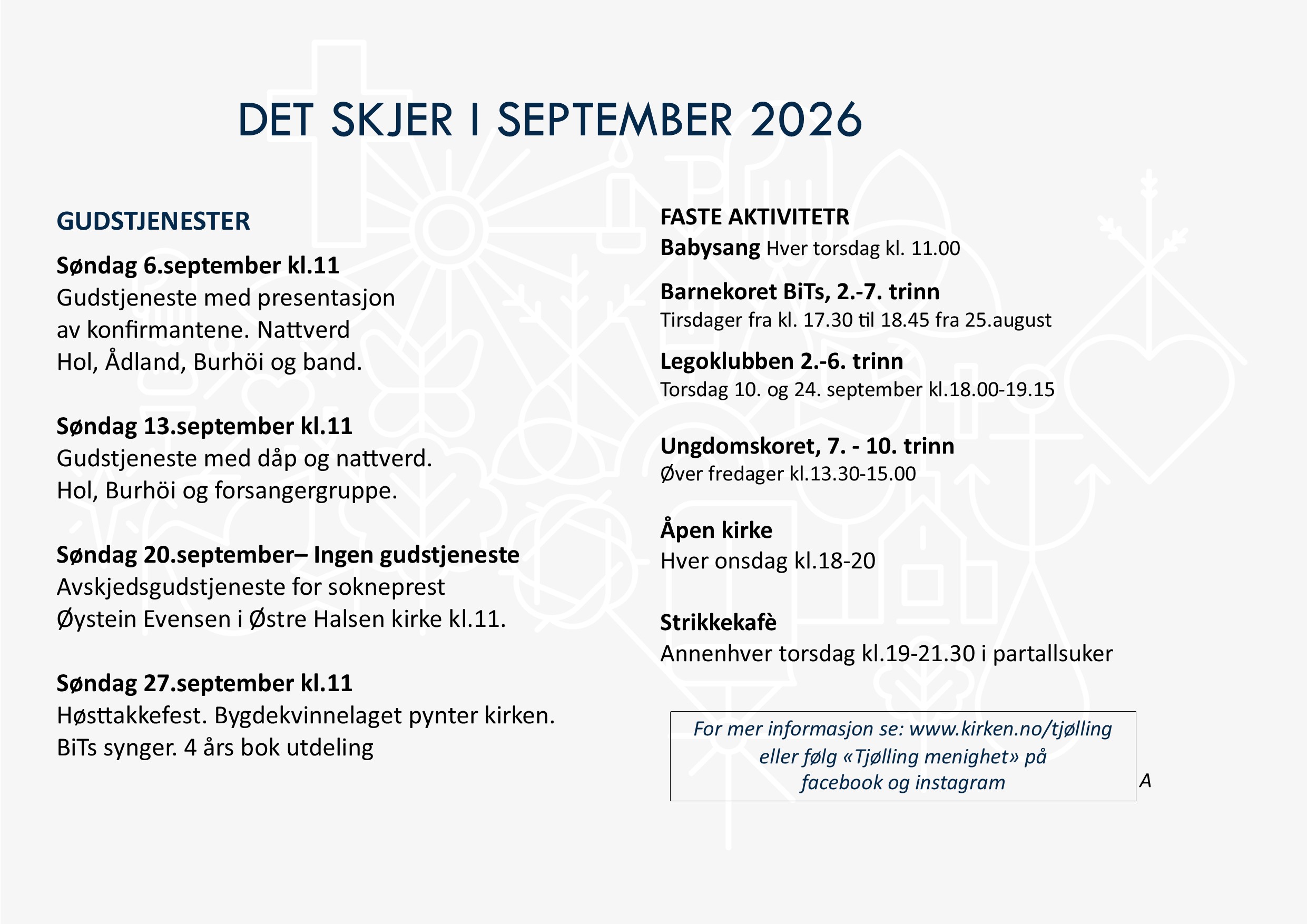 Programoversikt for Tjølling menighet.