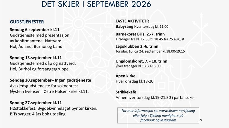 Programoversikt for Tjølling menighet.