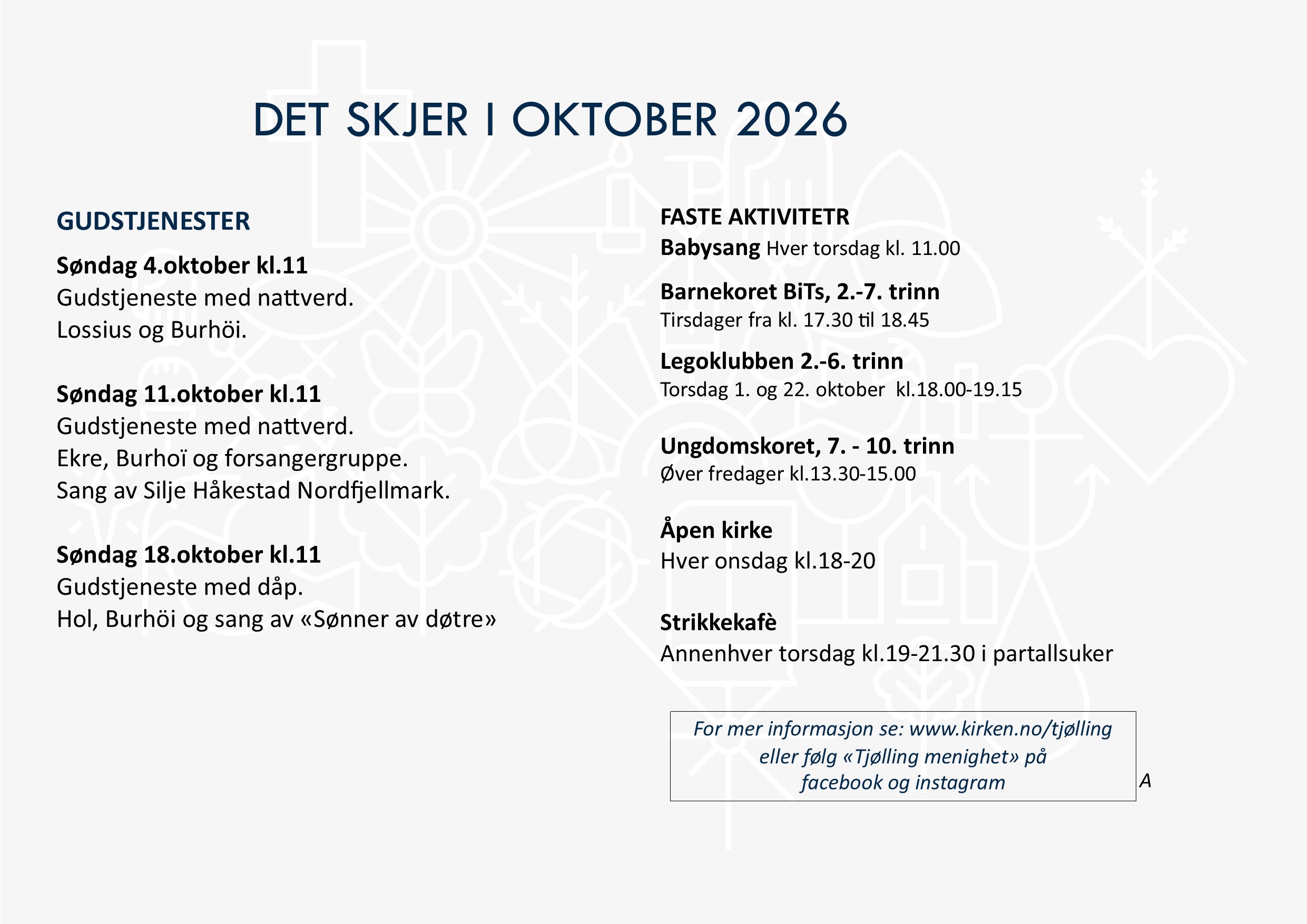 Programoversikt for Tjølling menighet.