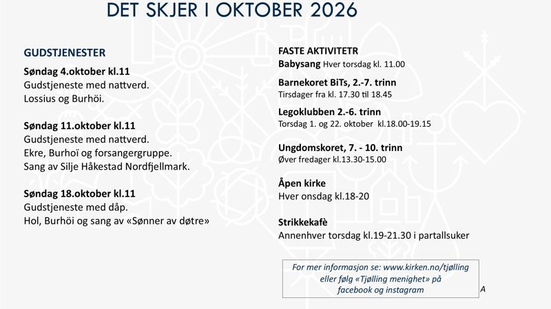 Programoversikt for Tjølling menighet.