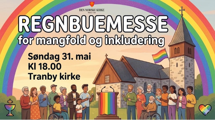 Regnbuemesse 31.mai kl 18 på Tranby Kirke