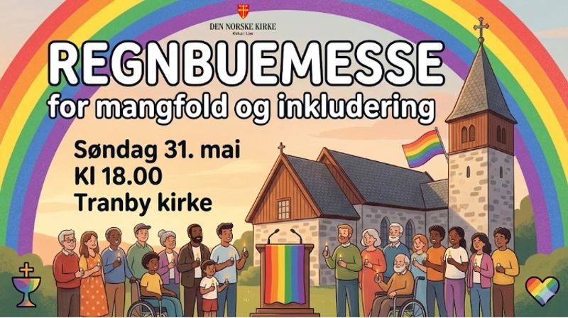 Regnbuemesse 31.mai kl 18 på Tranby Kirke
