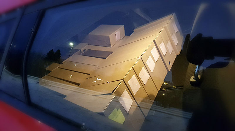 Arkivet trygt plassert i bil for transport til Kongsberg