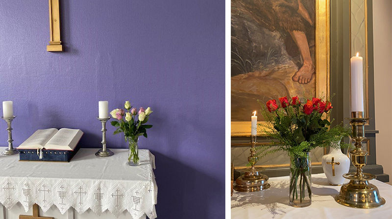 Gudstjenester med påmelding og gjenåpning av menighet og kirke.