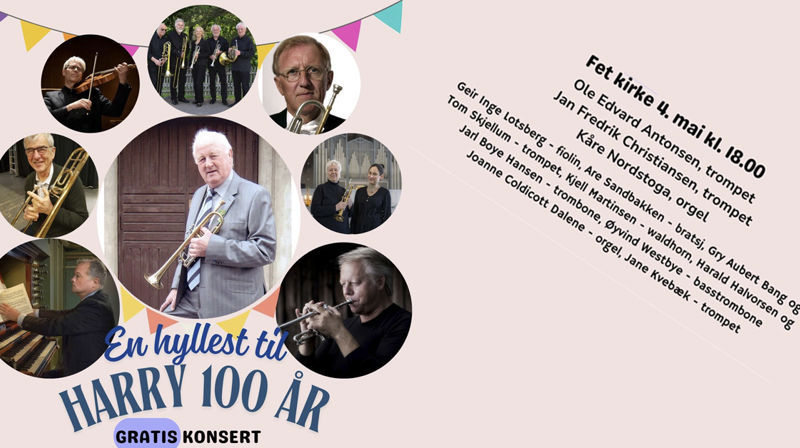 Gratis konsert i forbindelse med at Harry Kvebæk 100 år 4. mai kl.18.00