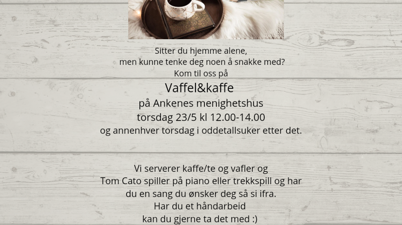 Vaffelkafe på menighetshuset på Ankenes