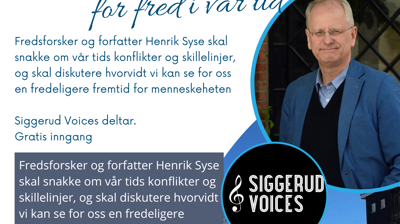 Tanker i tiden - Fra krig til fred 12.2 kl. 1900 i Siggerud kirke