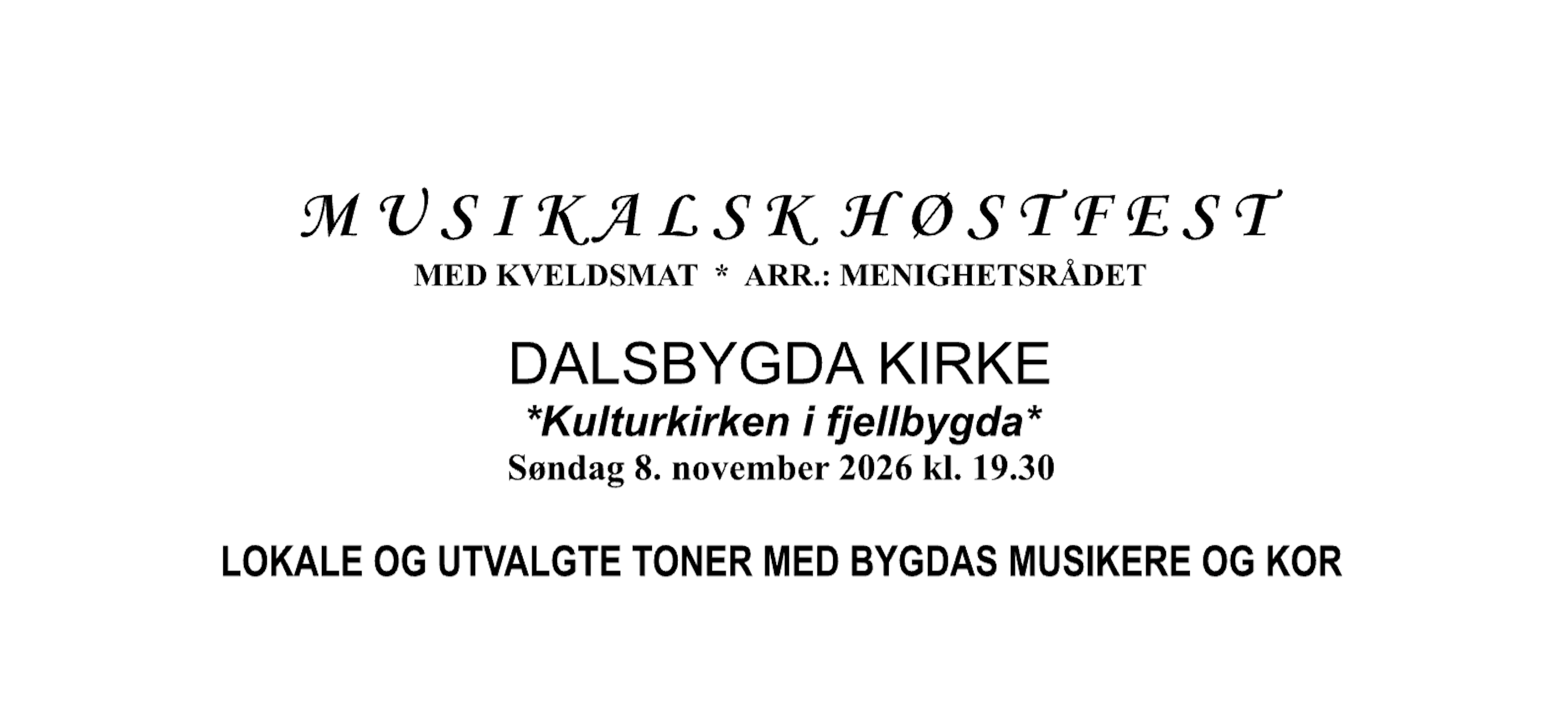 Musikalsk høstfest i Dalsbygda kirke 8. november