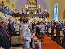 Jubileumsgudstjeneste i Bekkelaget kirke. I forgrunnen ordfører Marianne Borgen. Foto: Anne Borgersen Skaug.